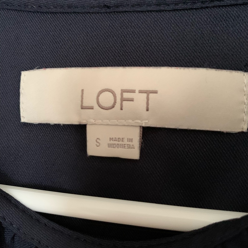 LOFT Tank Top Blouse Ruffle Collar Button Straps - Picture 3 of 5